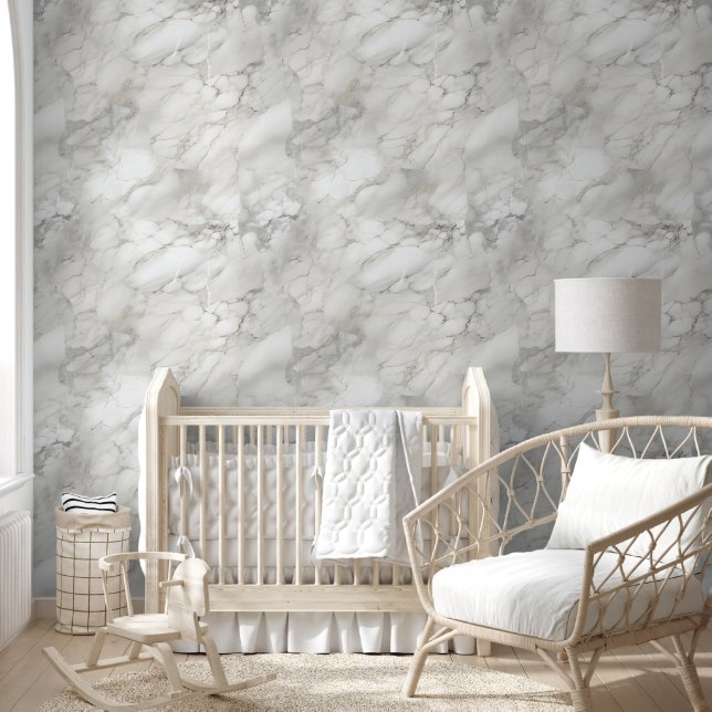 Papier Peint Marbre blanc et noir moderne (Enfants)