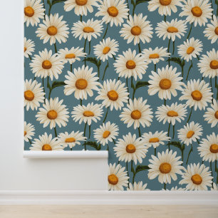 Papier Peint Marguerites sur bleu
