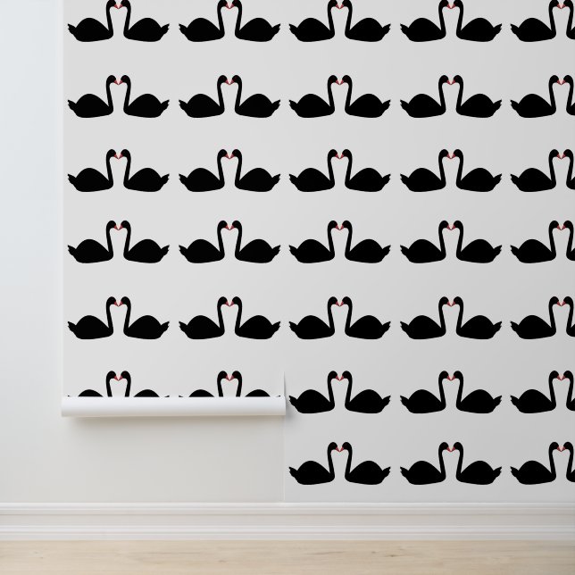 Papier Peint Mariage gothique embrasser les cygnes noirs (Application)