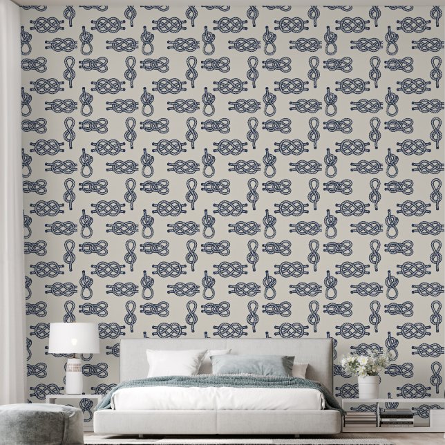 Papier Peint Marin Côtier à Nœud de Corde (Chambre à coucher)