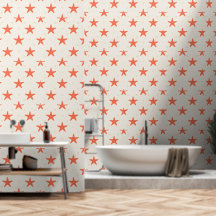 Papier Peint Marin Étoile de Mer Orange Corail