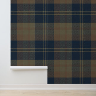 Papier Peint Marine moderne et Tan Japandi Plaid