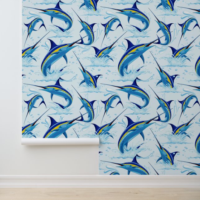 Papier Peint Marlin Bleu Jaillissant de l'Océan (Application)
