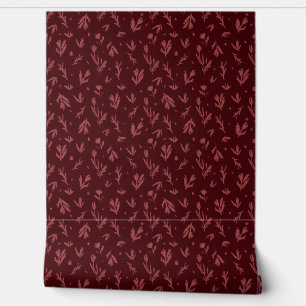 Papier Peint Maroon Moody Main Tirée Floral Vintage Peel Stick