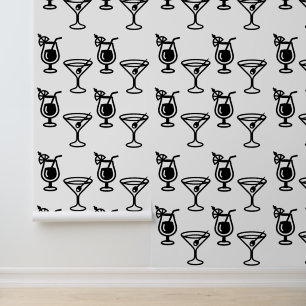 Papier Peint Martini et cocktails Black and White Modern Drink