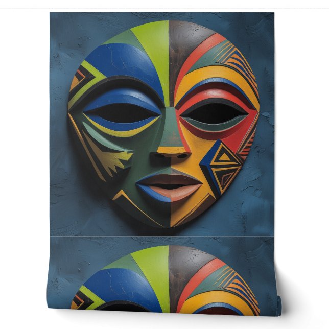 Papier Peint Masque tribal africain cubisme abstrait (Déroulement)