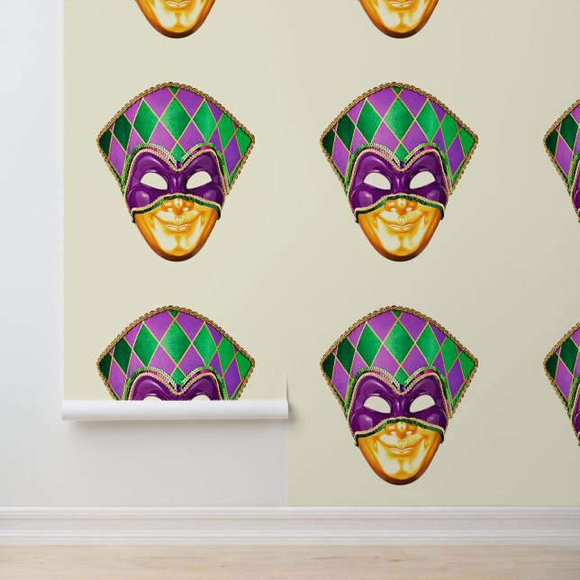 Papier Peint Masques de Carnaval violet or heureux (Application)