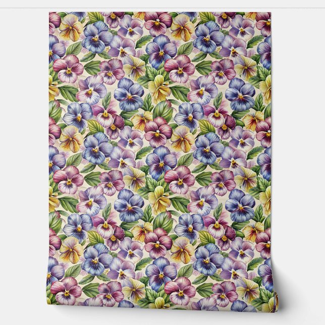 Papier Peint Mauve-printemps jaune pastel violet pourpre (Déroulement)