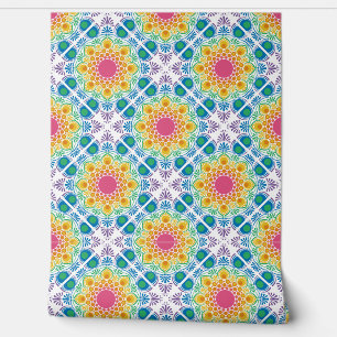 Papier Peint Maximaliste Rainbow Floral Fontaine Carrelage diam