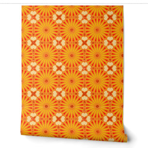 Papier Peint Mazipoodles Kaleidoscope P Rouge Jaune Orange 2A