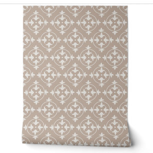 Papier Peint Médaillon Damassé Vintage et Fleur-de-Lis Florale