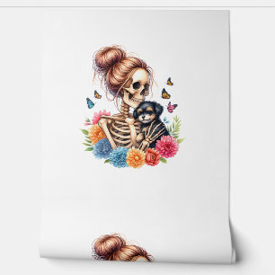 Papier Peint Messy Bun Skeleton mignon Amoureux de les chiens c