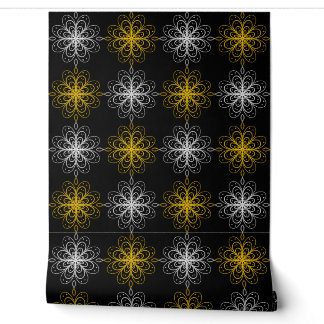 Papier Peint Metallic flower tile gray background