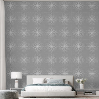 Papier Peint Metallic flower tile gray background