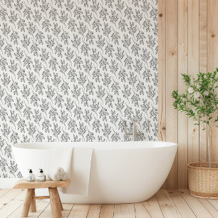 Papier Peint MIA Fleur blanche noire Motif Botanique Floral