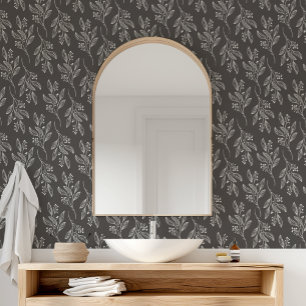 Papier Peint MIA Fleur noire Motif Botanique Flore foncée