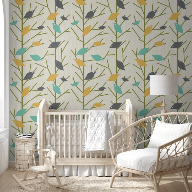 Papier Peint Mid century modern Birdsong (Enfants)