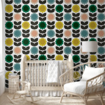 Mid-Century Modern Colored Retro Groovy Flowers