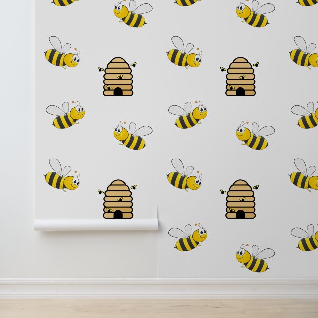 Papier Peint Miel Bees & Beehive Design (Application)