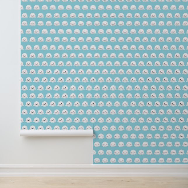 Papier Peint mignon bébé phoque en bleu (Application)