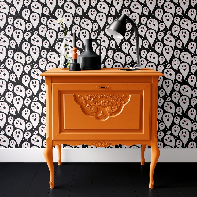 Papier Peint Mignon Fantôme Halloween Noir et Blanc (Créateur téléchargé)