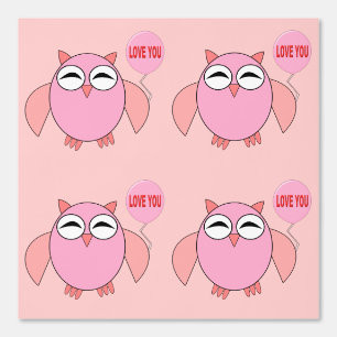 Papier Peint Mignon motif de chouette rose Love You