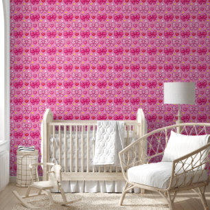 Papier Peint Mignon motif de rubans roses Kawaii pour la nurser