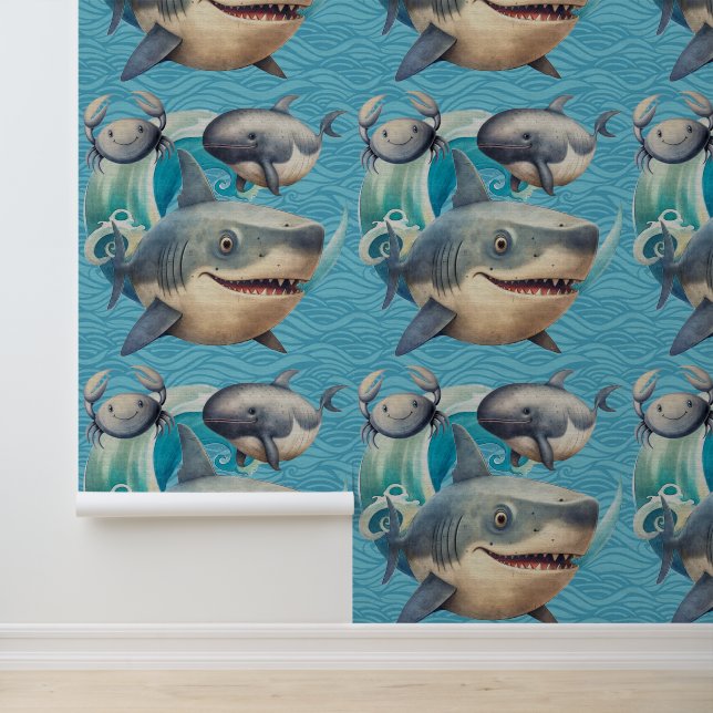 Papier Peint Mignonne sous le requin de mer crabe de baleine en (Application)
