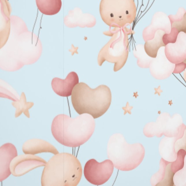 Papier Peint Mignons lapins avec ballons (Couture)