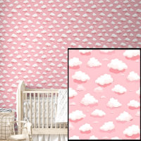 Mignons nuages roses et blancs sur le rose moyen