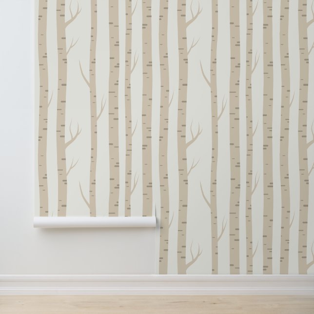 Papier Peint Minimal Forest Elm Tree - Peel & Stick Wallpaper (Application)