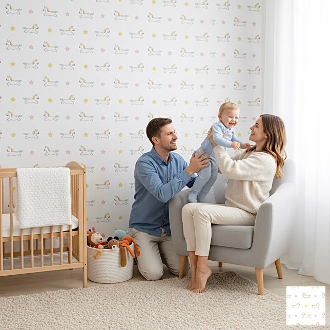 Papier Peint Minimalist Unicorns and Stars Pattern (Créateur téléchargé)