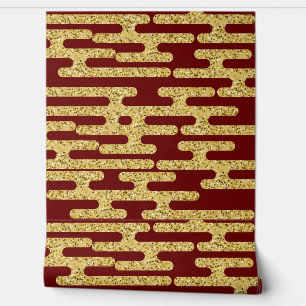 Papier Peint Minimaliste Motif rouge et doré