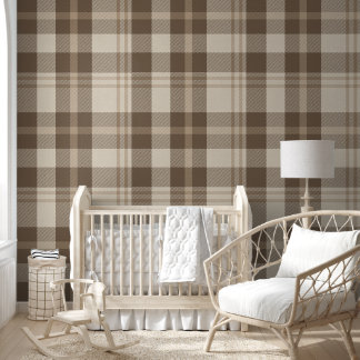 Papier Peint Minimaliste Plaid in Cream and Taupe