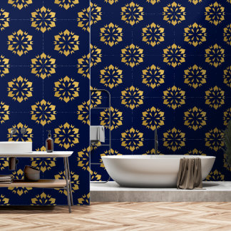 Papier Peint Minuit Gold : Motif géométrique de luxe sur Deep B
