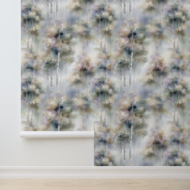 Papier peint Misty Birch Forest (Application)