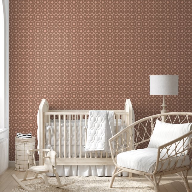 Papier Peint Mocha Mousse Mocha moderne Dusty rose forme géomét (Enfants)