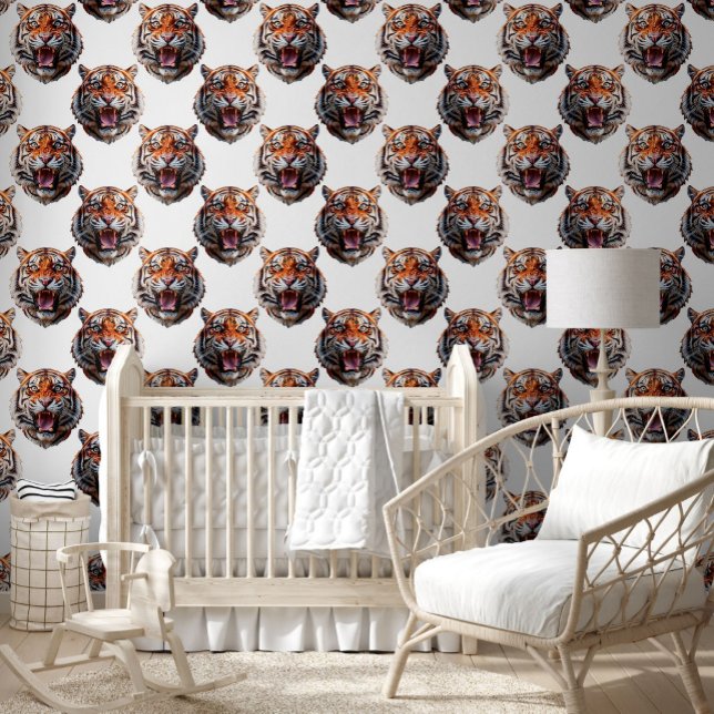 Papier Peint Modèle de tête de tigre blanc  (Créateur téléchargé)
