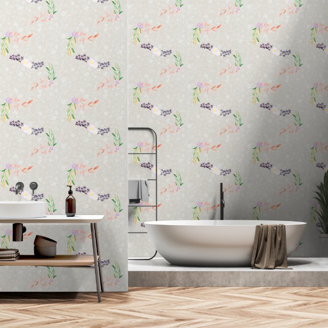 Papier Peint Modèle floral (Salle de bain)
