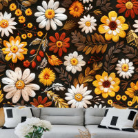 Modèle floral brodé à l'automne