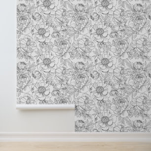 Papier Peint Modèle floral de pivoine vintage
