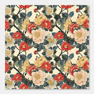 Papier Peint Modèle floral japonais Ukiyo-E Art