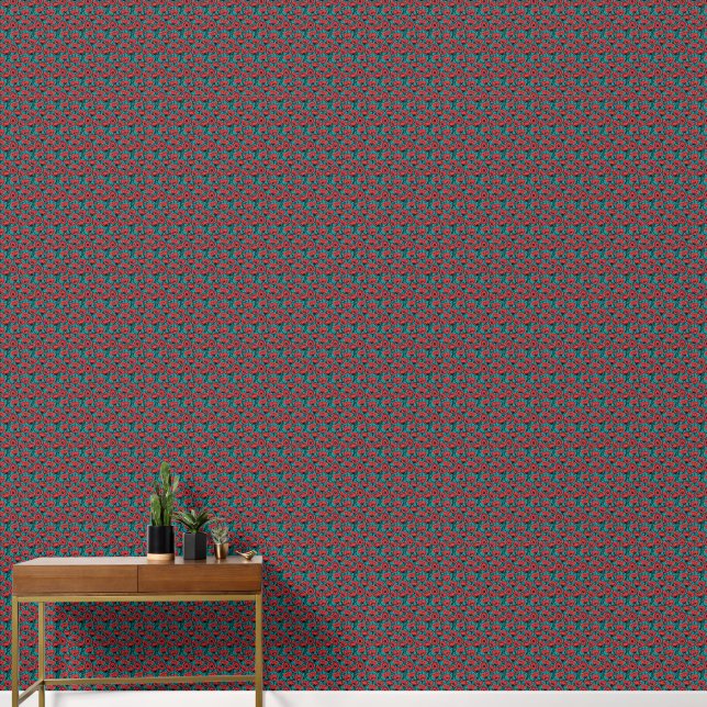 Papier Peint Modern Abstract Red Poppy Floral Pattern (Couloir)