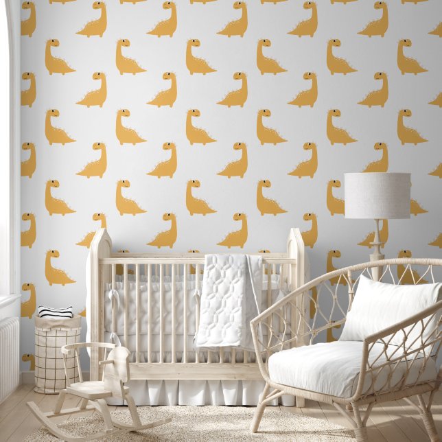 Papier Peint Modern Minimalist Turmeric Dinosaurs (Enfants)