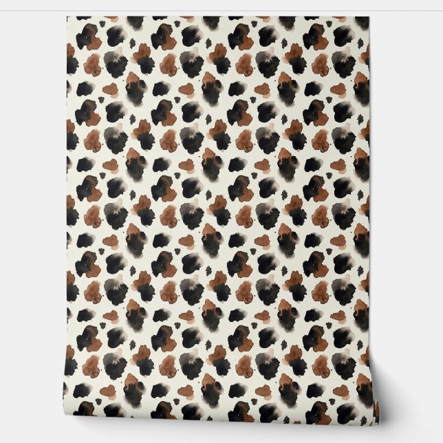 Papier Peint Modern Neutral Chocolate Cow Print Aesthetic (Déroulement)