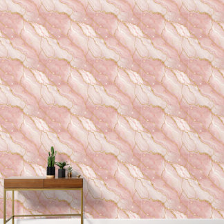 Papier Peint Modern Rose Quartz Marble Gold