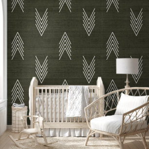 Papier Peint Moderne Africain Tissu De Boue De Style Foncé Vert