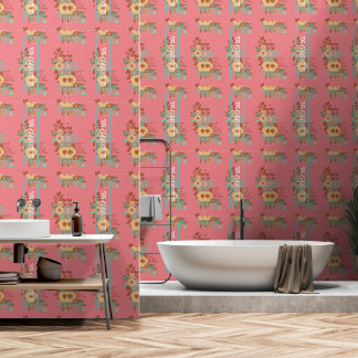 Papier Peint Moderne Boho Floral Rose
