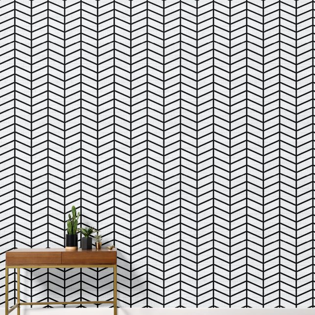 Papier Peint Moderne chevron tendance blanc cassé (Couloir)
