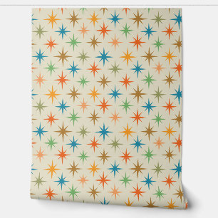 Papier Peint Moderne Coloré Milieu de Siècle Éclatement Atomiqu